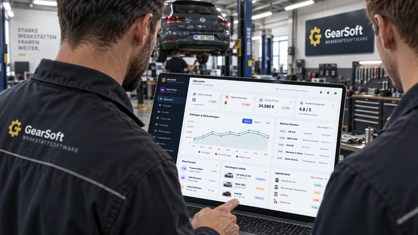 GearSoft Detailansicht für Werkstattprozesse