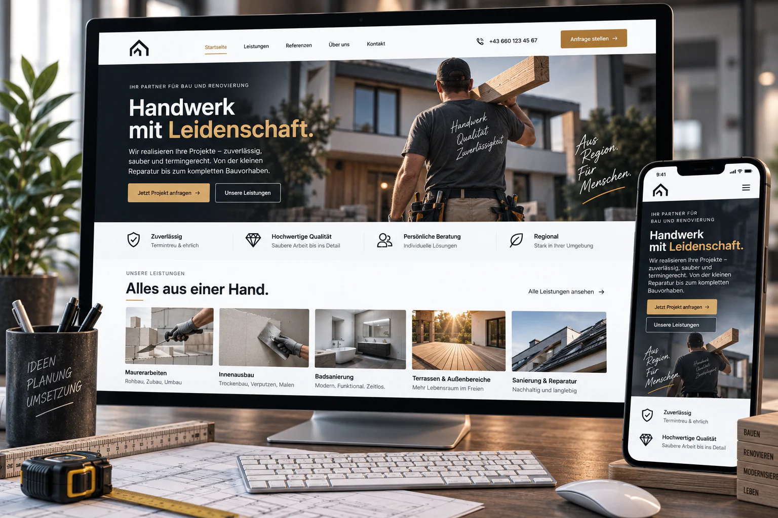 Website-Beispiel für einen Handwerksbetrieb
