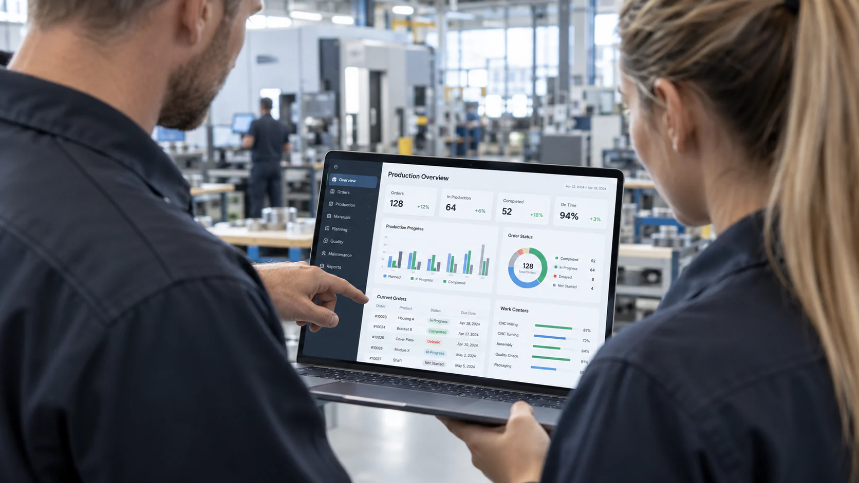 Digitale Prozessübersicht in einem Produktionsbetrieb